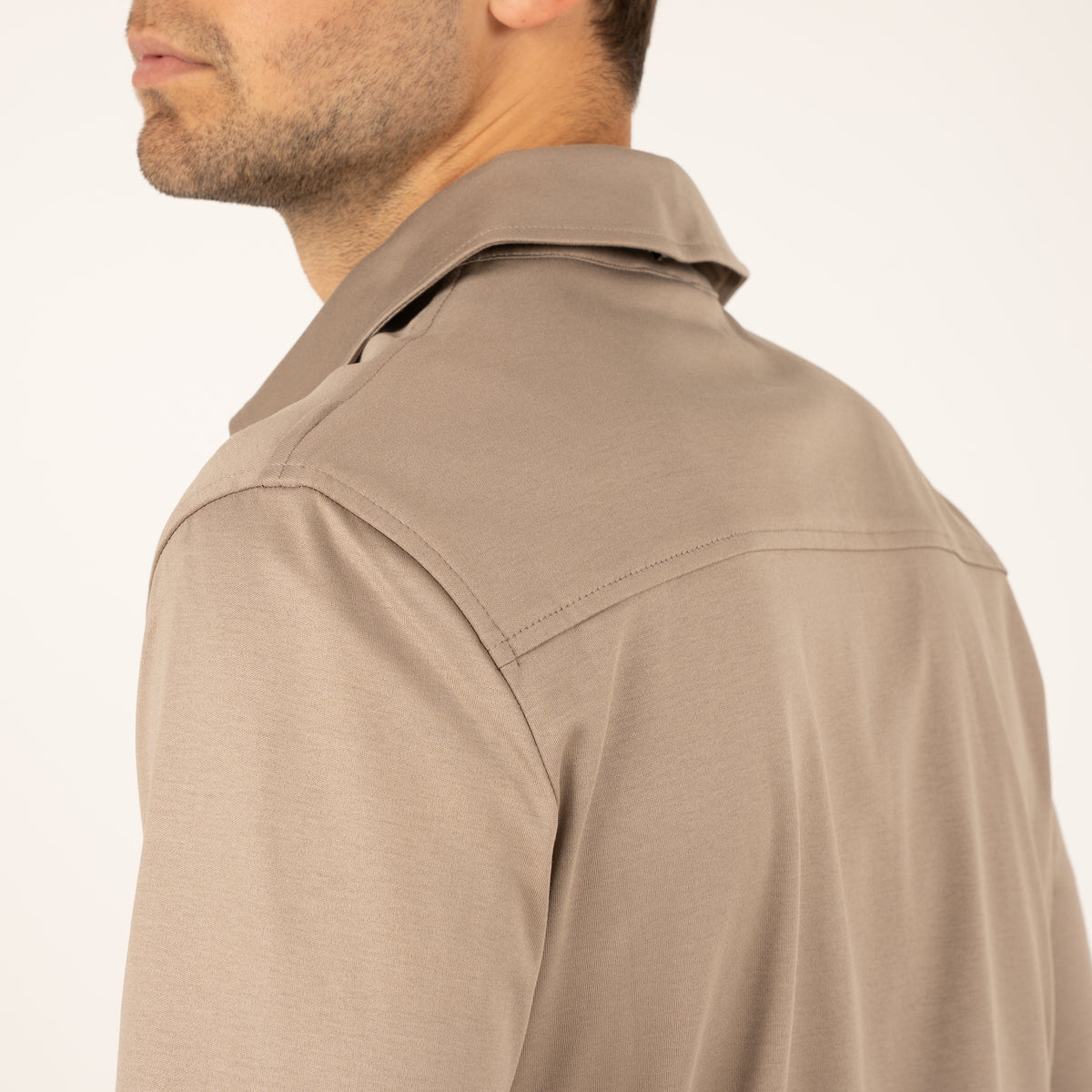 Valenza Overshirt met Rits Beige | Interlock Supima