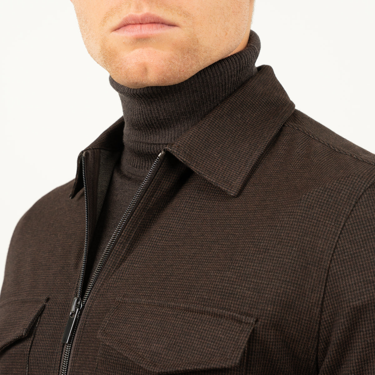 SEVEN DIALS Overshirt met Rits Bruin | Amman
