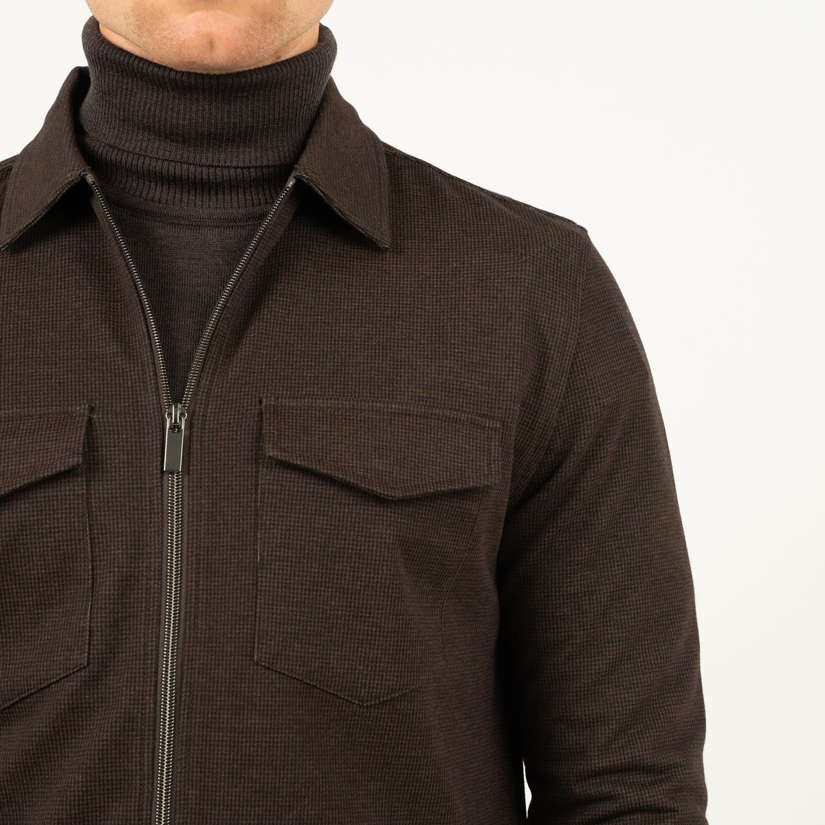 SEVEN DIALS Overshirt met Rits Bruin | Amman