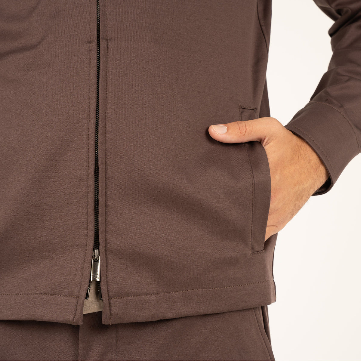 Valenza Overshirt met Rits Bruin | Interlock Supima