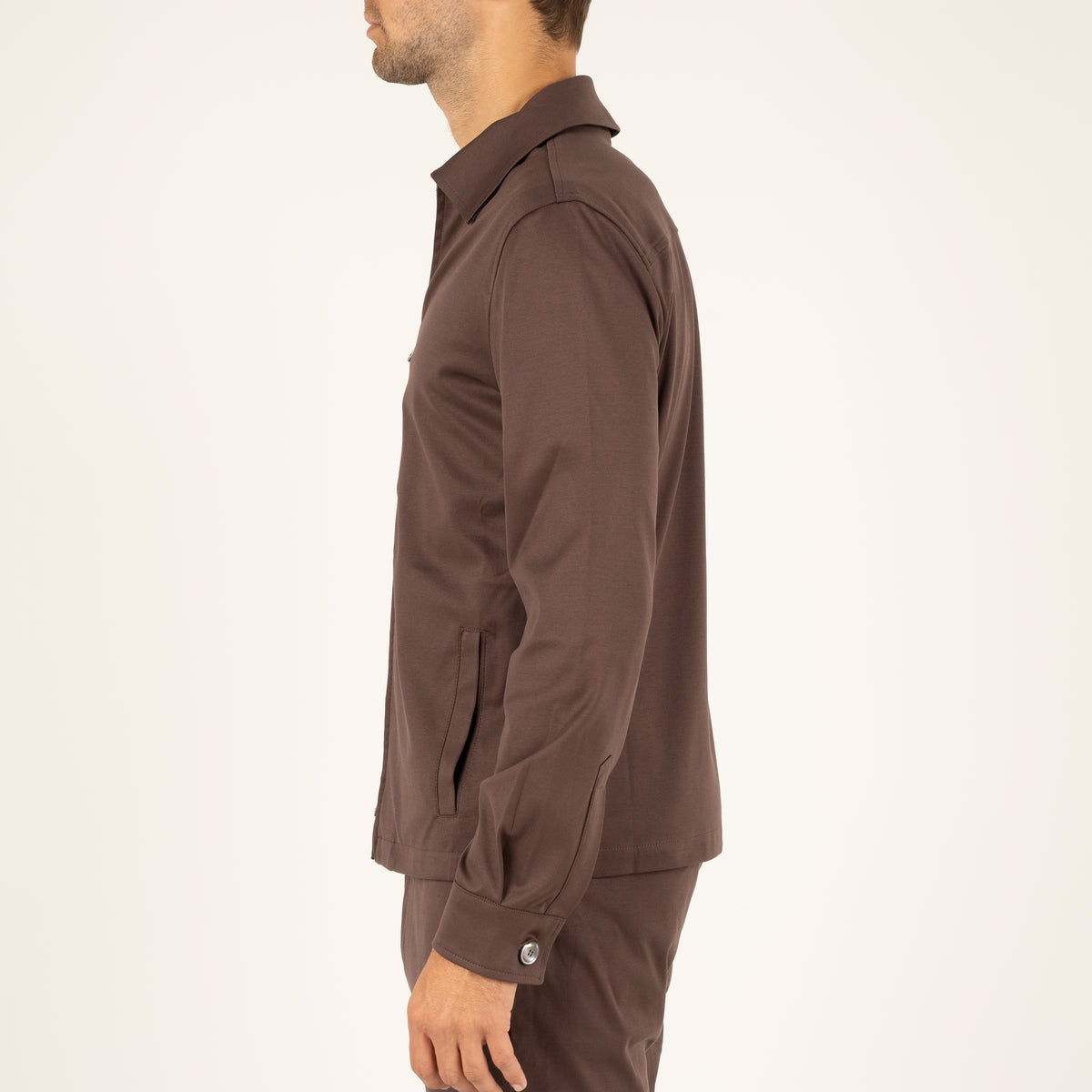 Valenza Overshirt met Rits Bruin | Interlock Supima