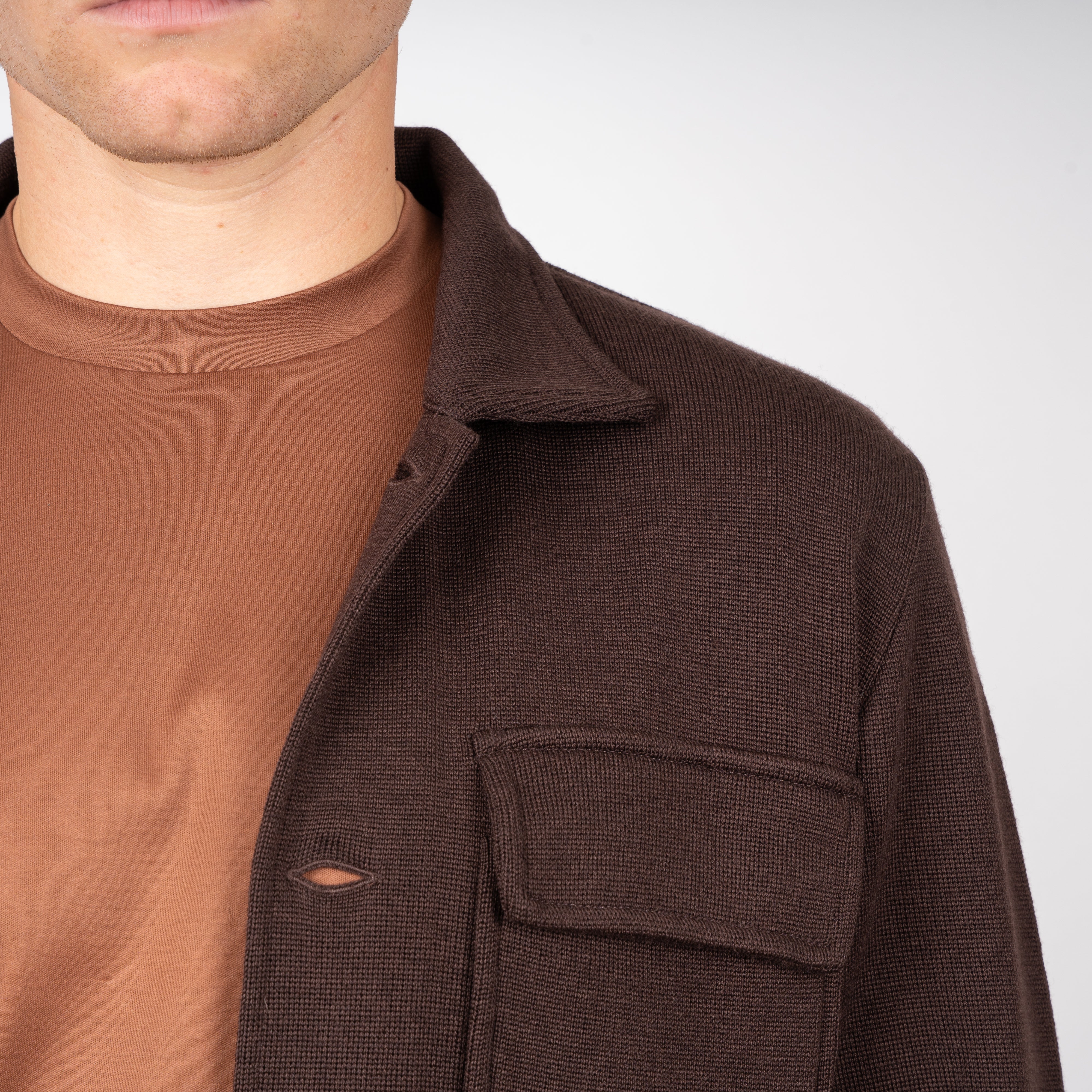 Lardini Gebreid Overshirt Bruin
