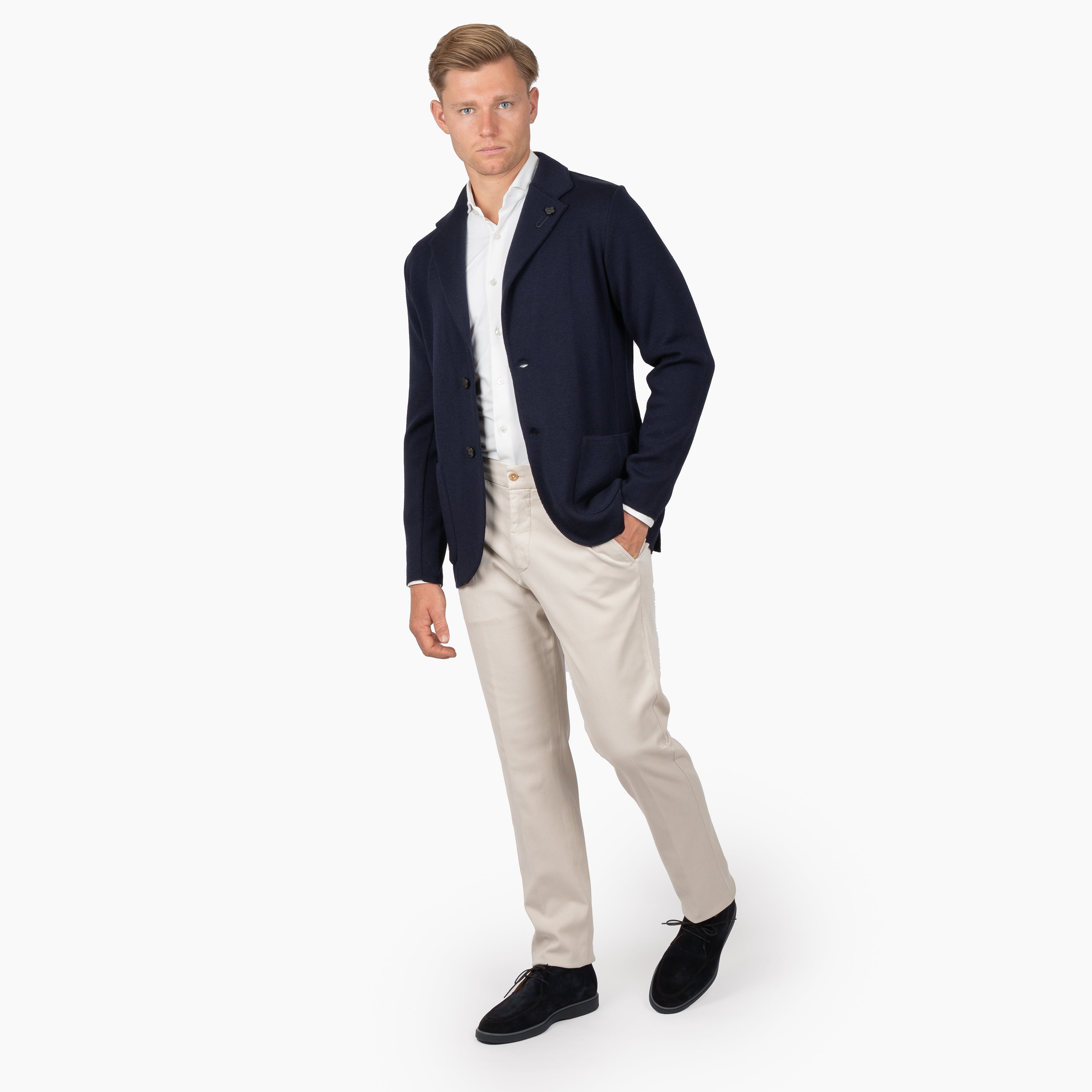 Lardini Gebreid Colbert Blauw
