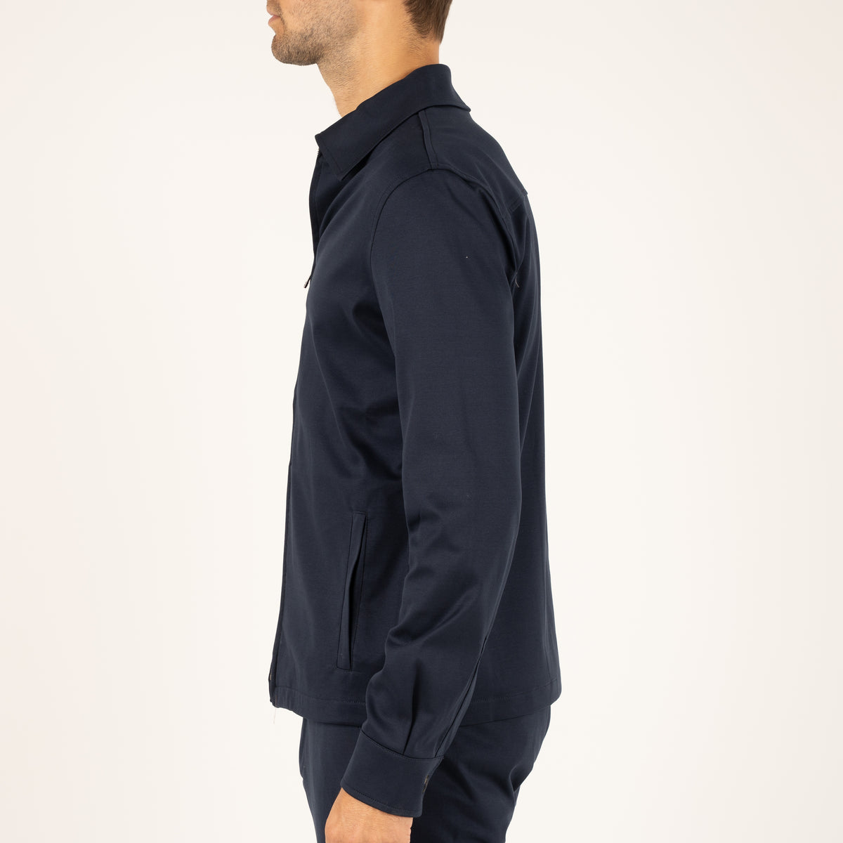Valenza Overshirt met Rits Blauw | Interlock Supima