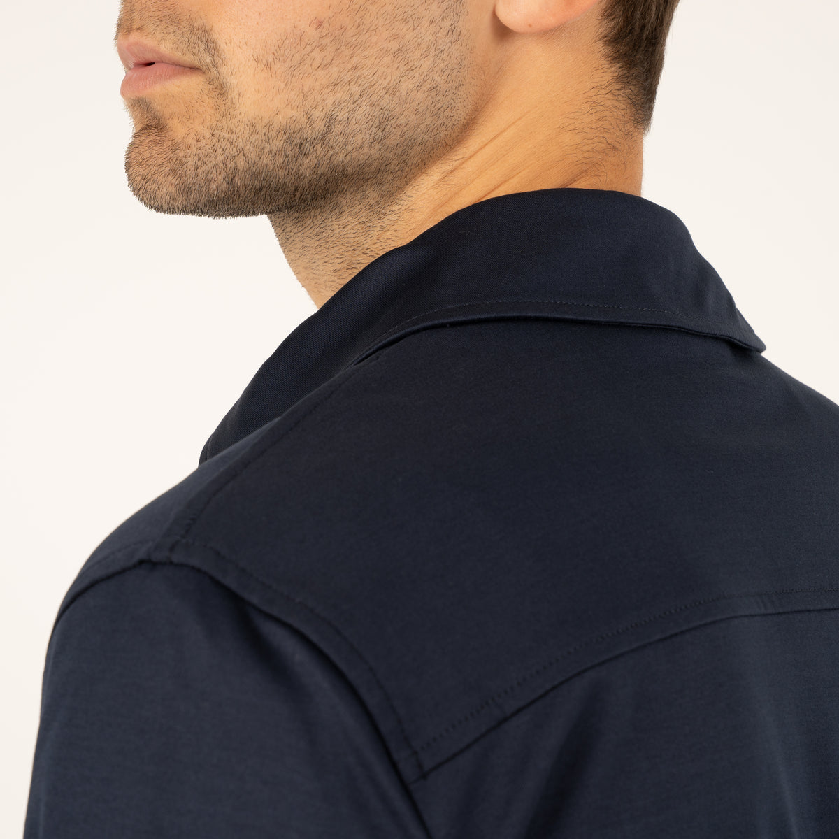 Valenza Overshirt met Rits Blauw | Interlock Supima