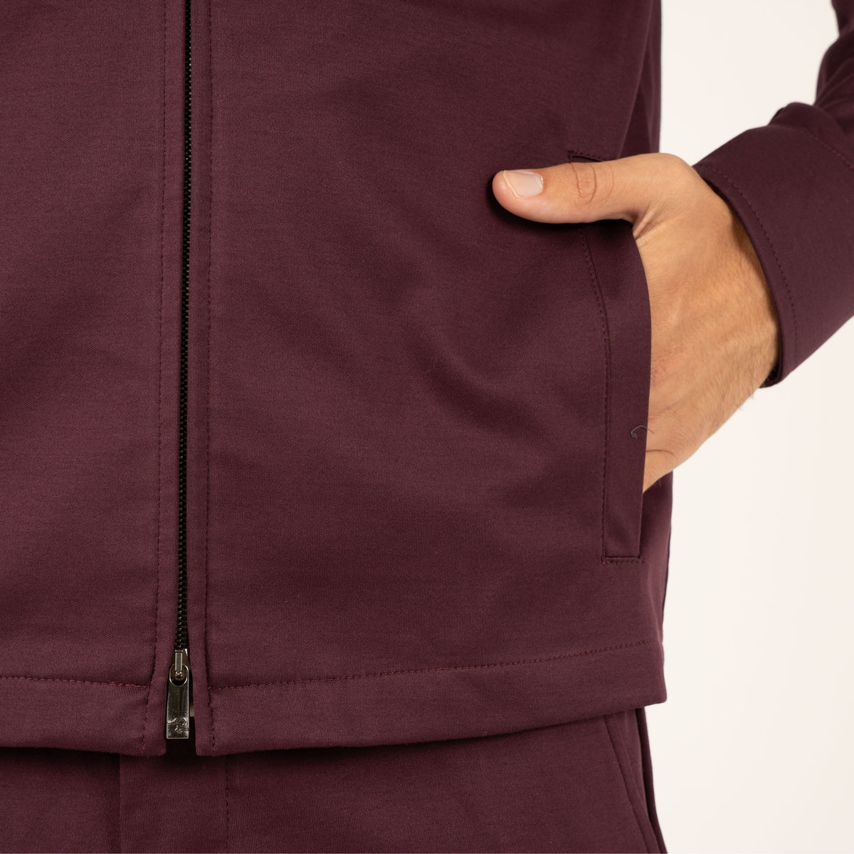 Valenza Overshirt met Rits Bordeaux Rood | Interlock Supima