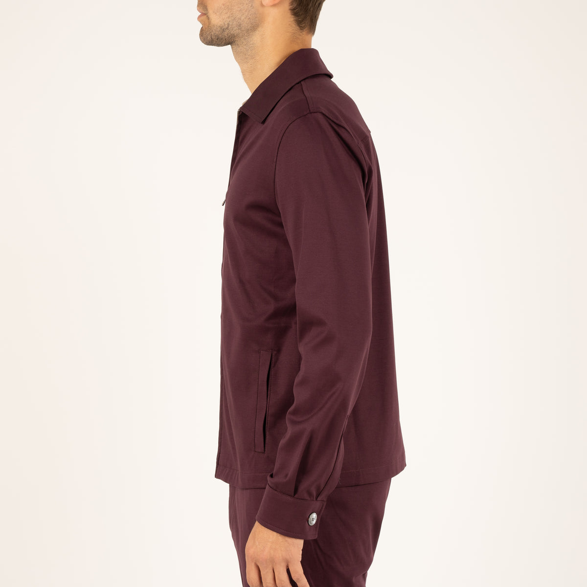 Valenza Overshirt met Rits Bordeaux Rood | Interlock Supima