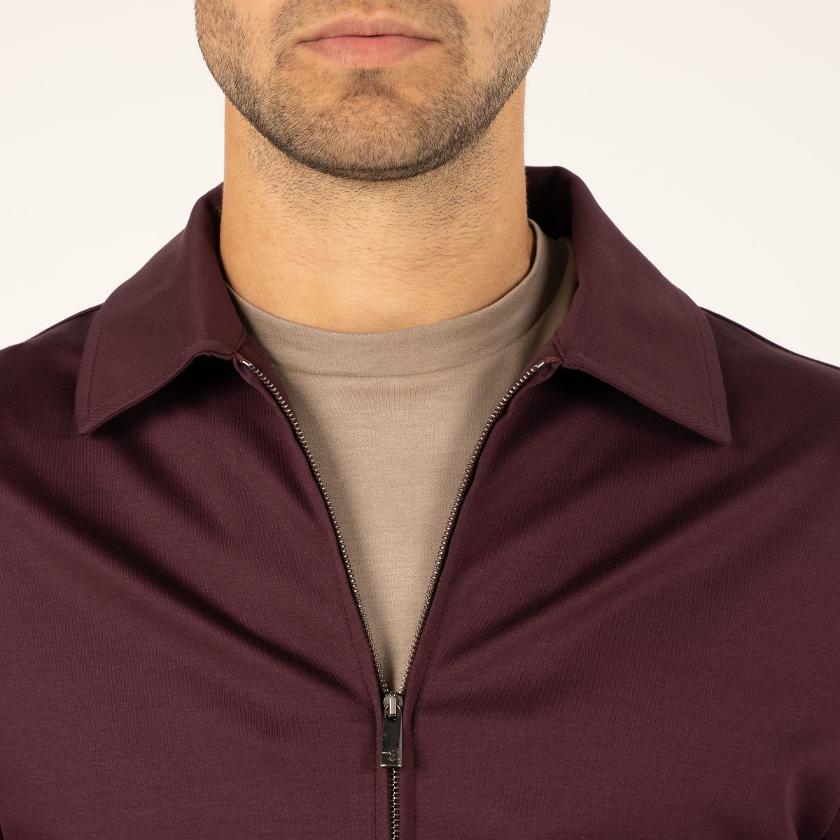 Valenza Overshirt met Rits Bordeaux Rood | Interlock Supima