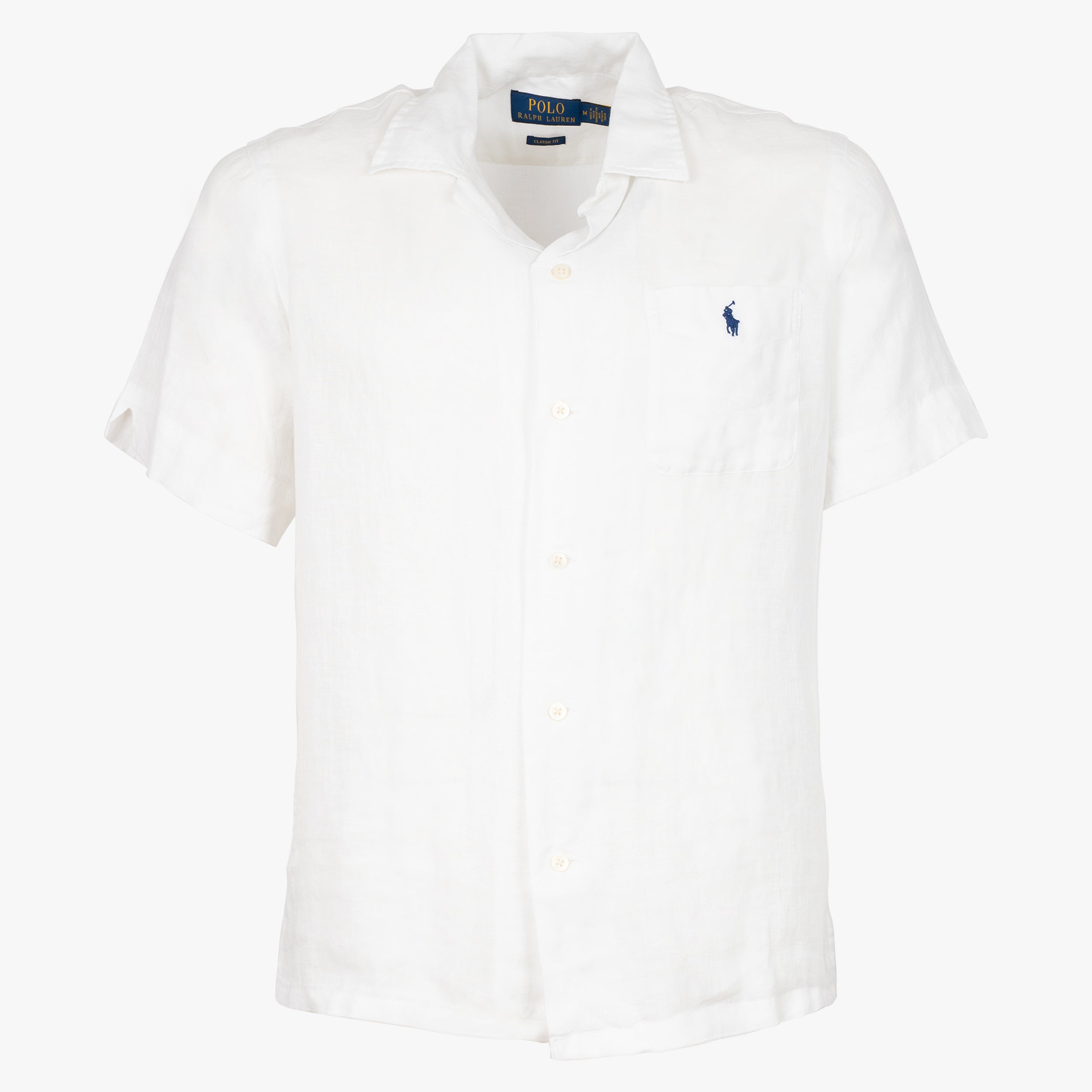 Ralph Lauren Overhemd Linnen Korte Mouw Wit | Classic Fit
