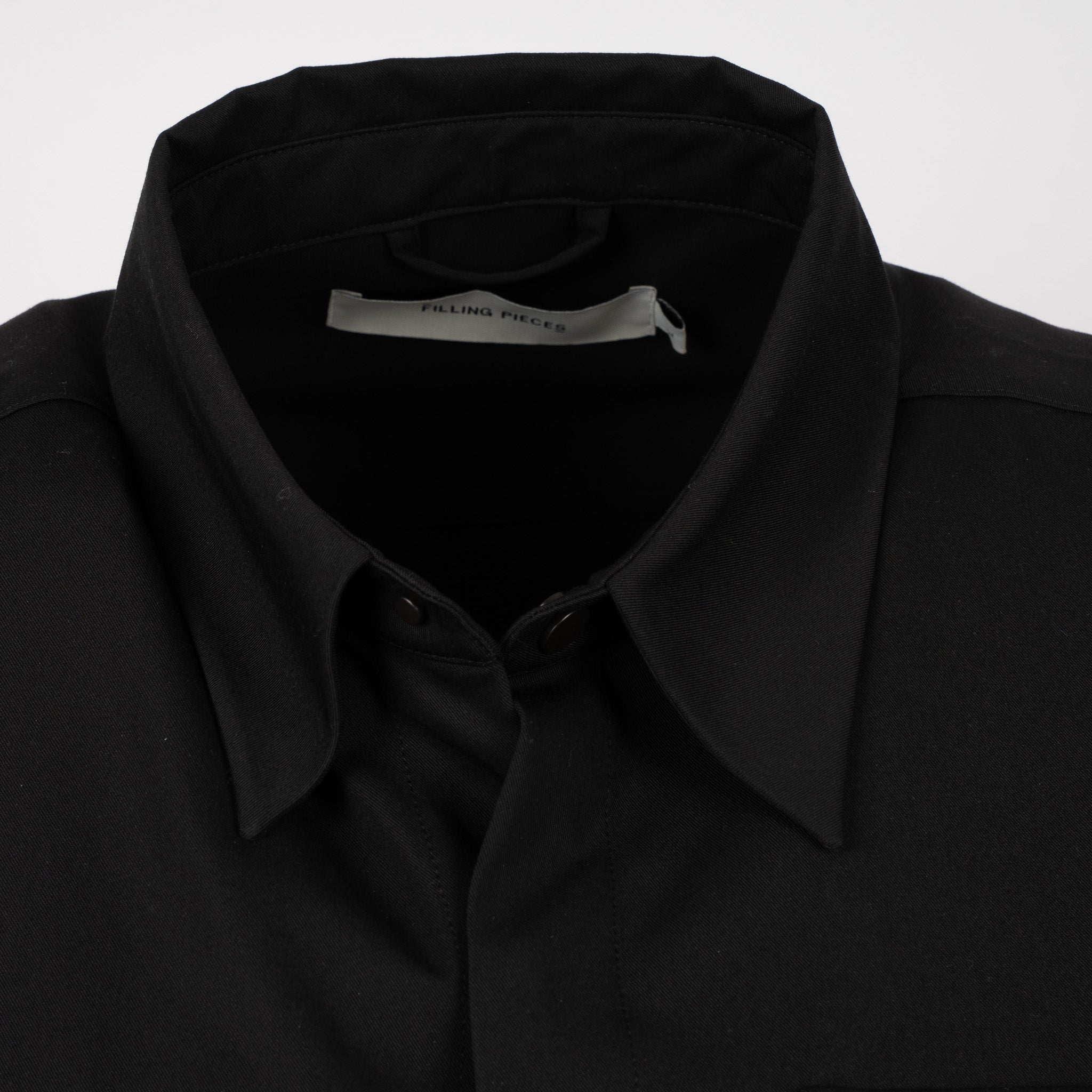 Filling Pieces Overhemd Korte Mouwen Zwart | Resort Shirt Drapy