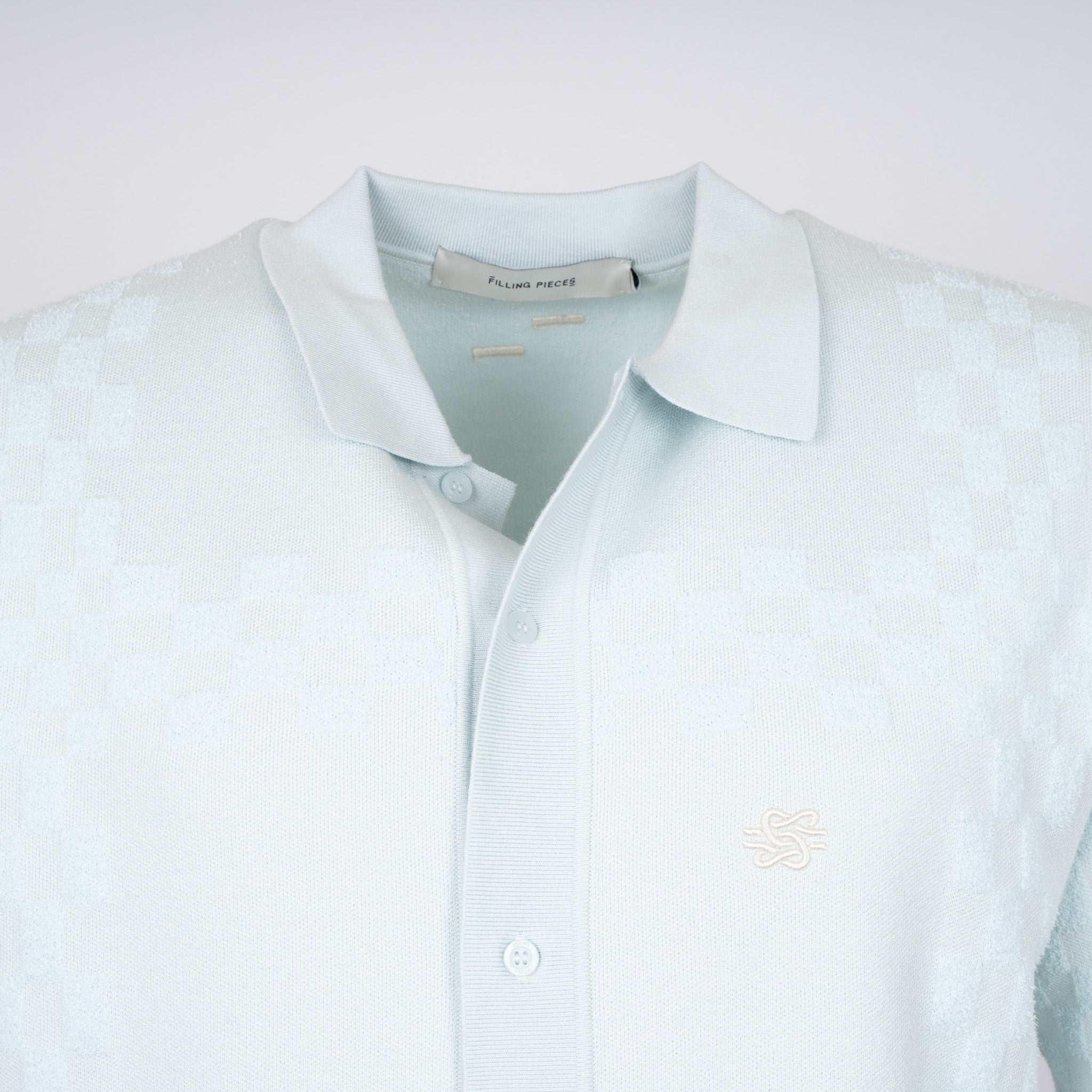 Filling Pieces Doorknoop Polo Lichtblauw | Knit Resort Shirt