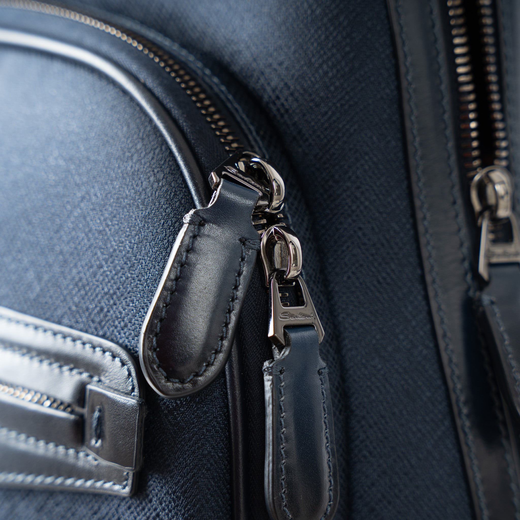 Santoni Rugzak Blauw | Leather & Nylon