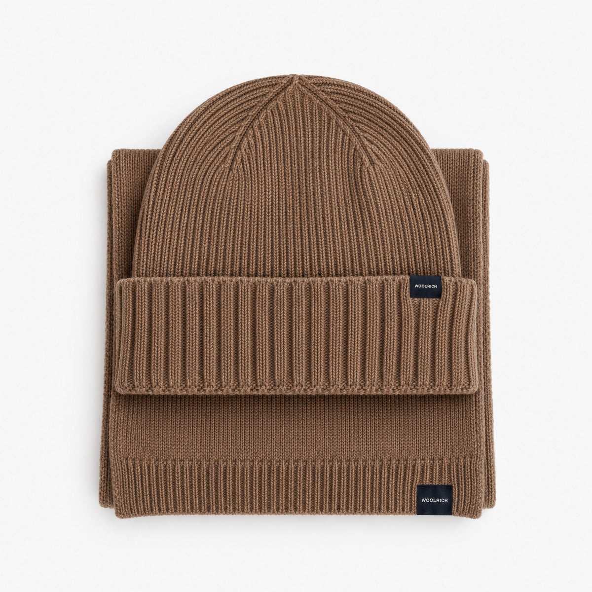 Woolrich Cadeauset Muts en Sjaal Taupe | Merino Wolmix