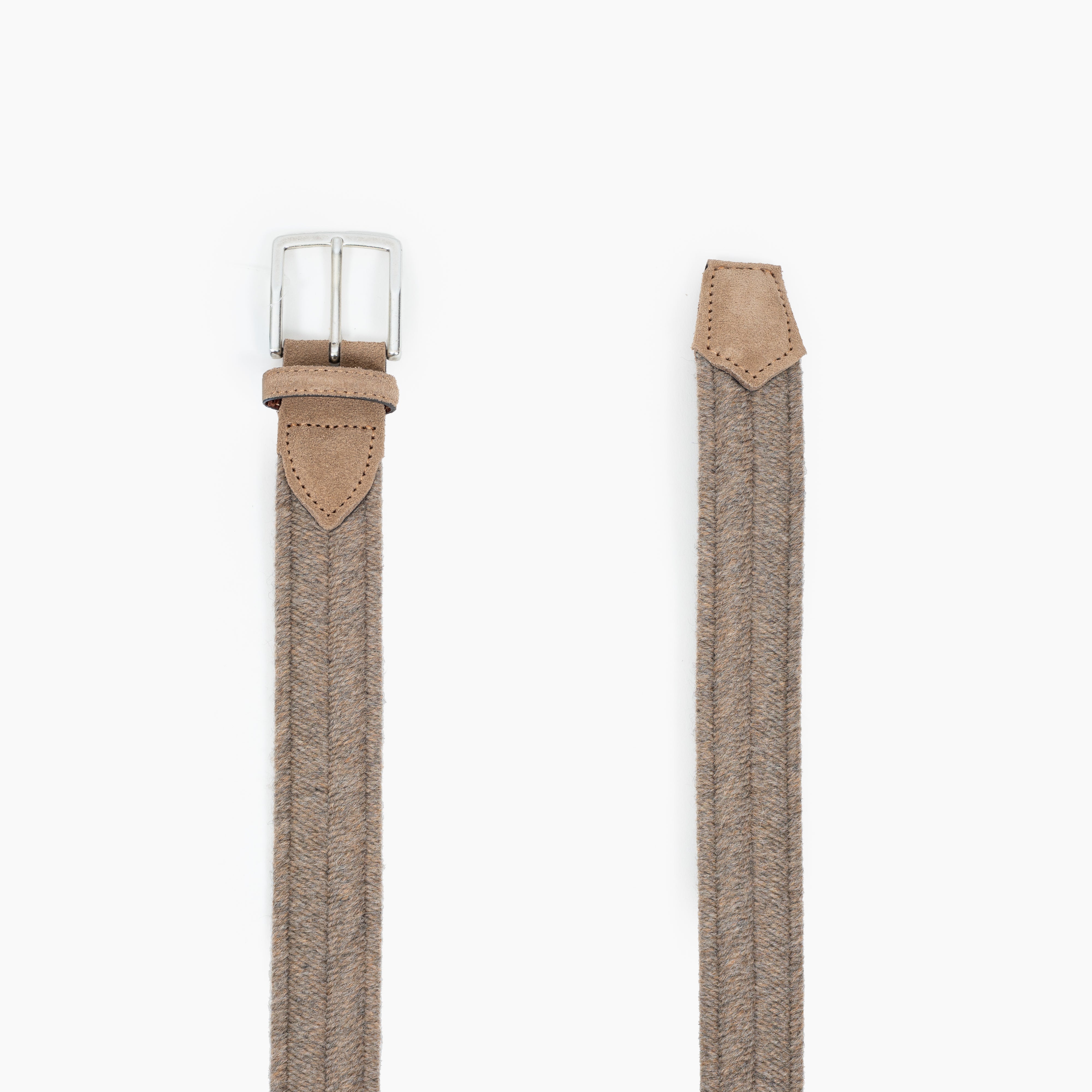 Athison Gevlochten Riem Taupe | Wool Stretch