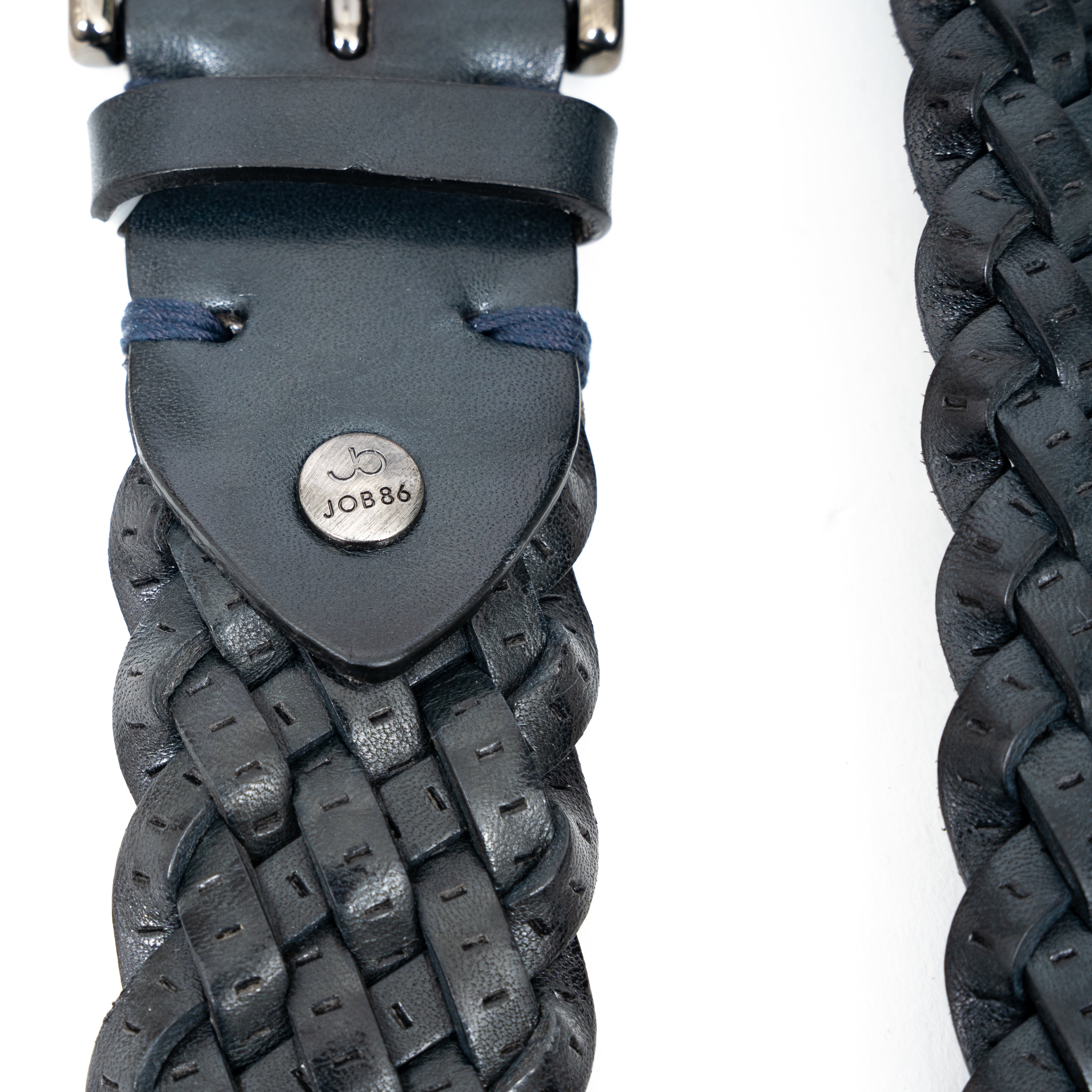 JOB86 Gevlochten Leren Riem Donkerblauw