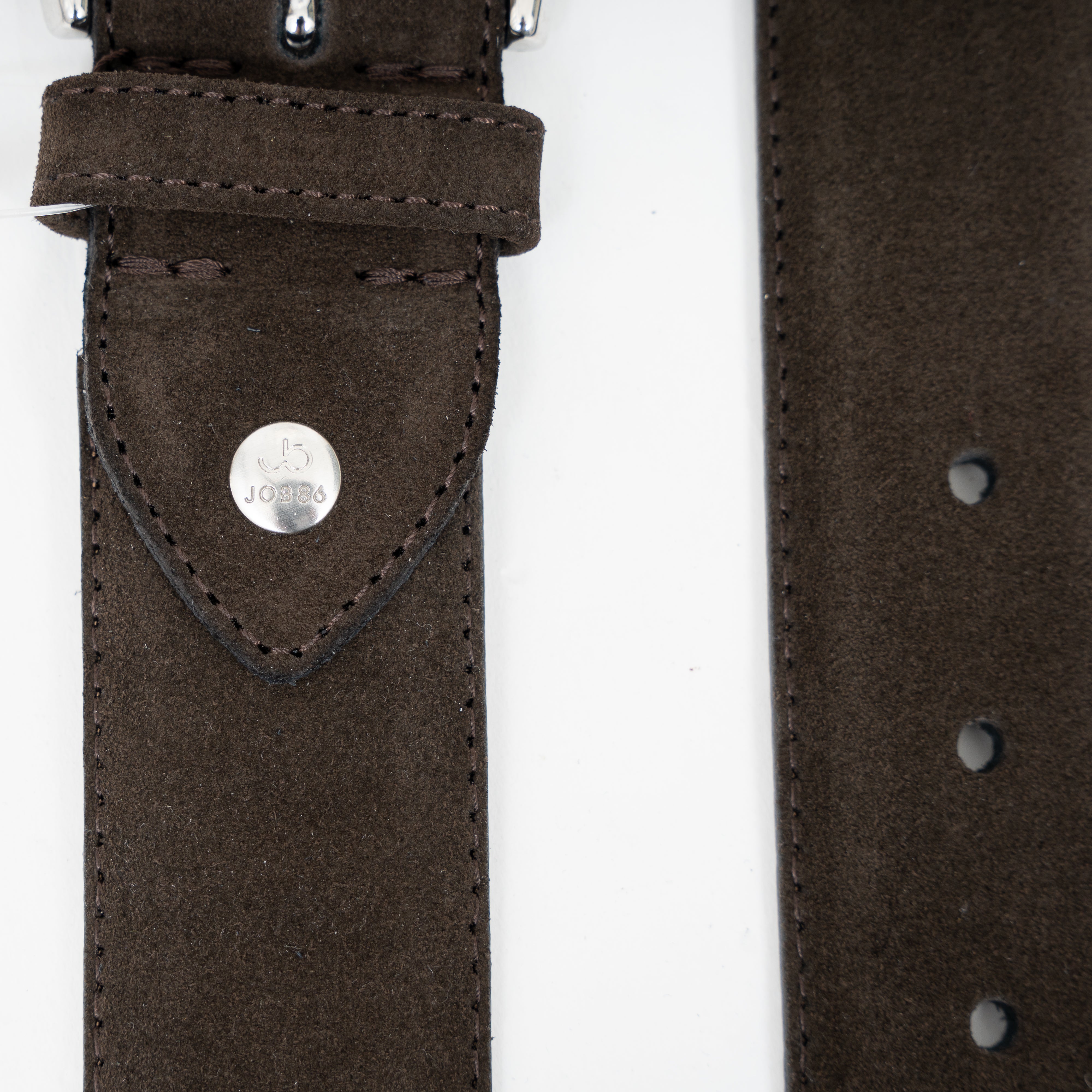 JOB86 Leren Riem Donkerbruin | Suede