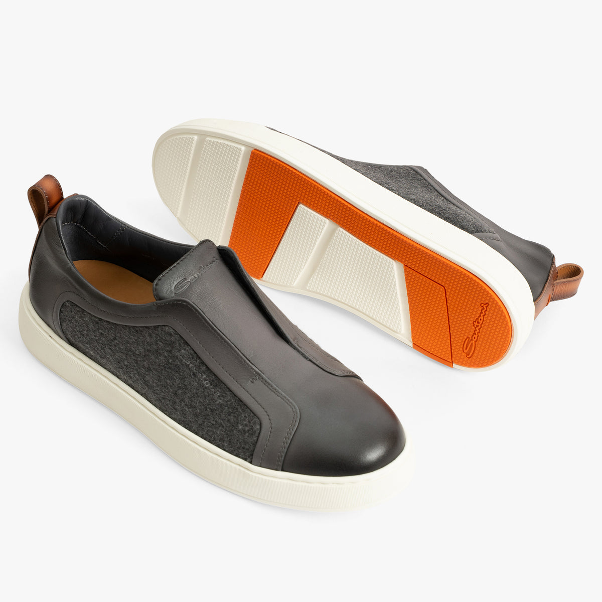Santoni Sneakers Grijs | Slip-On Flannel