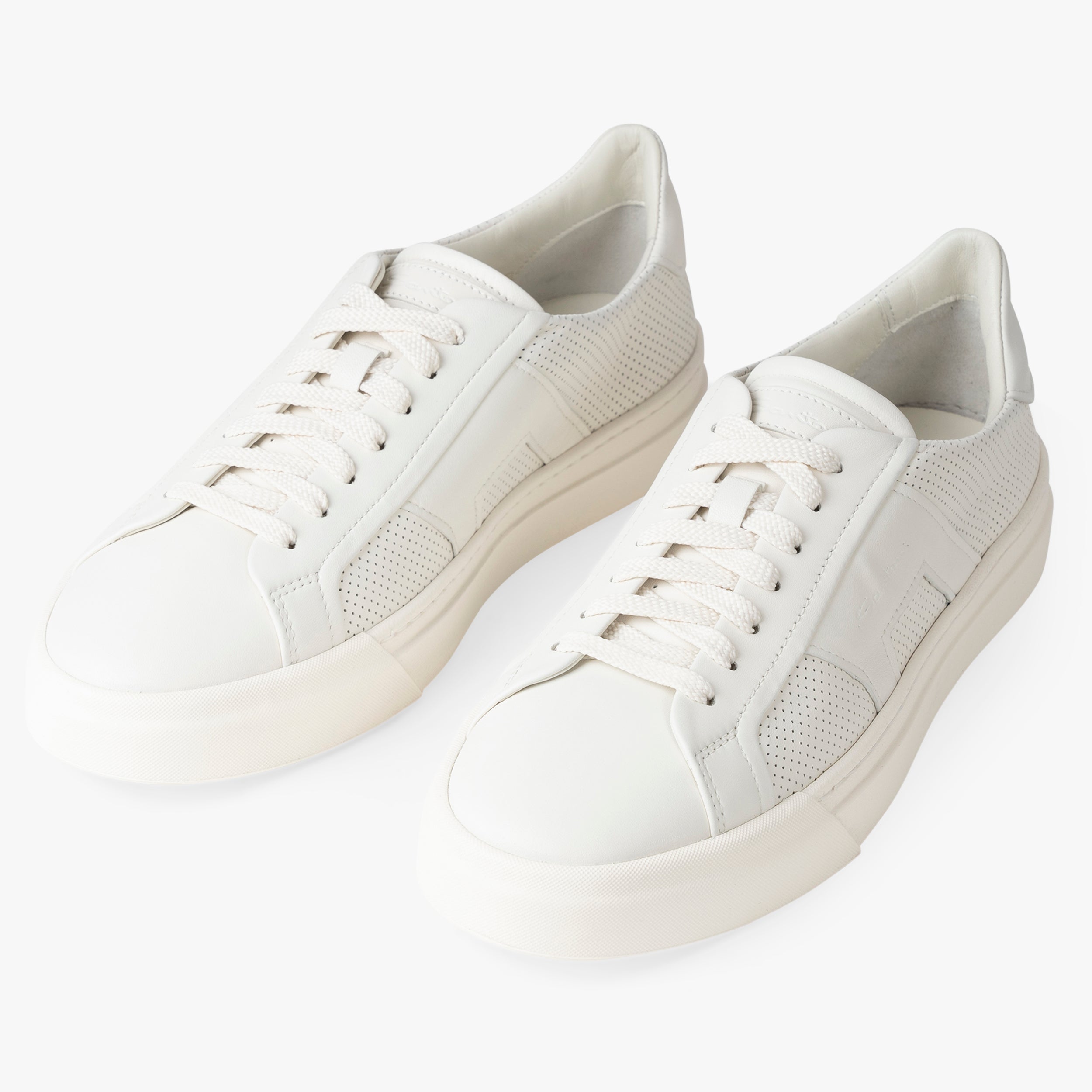 Santoni Sneaker Wit | Double Buckle Perforated