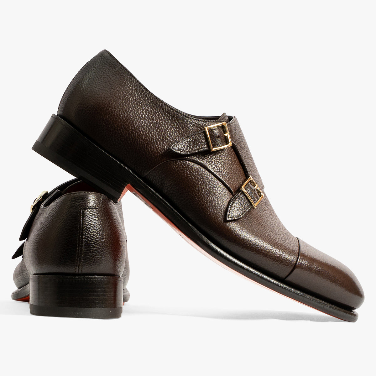 Santoni Dubbele Gespschoen Bruin | Goodyear Welt