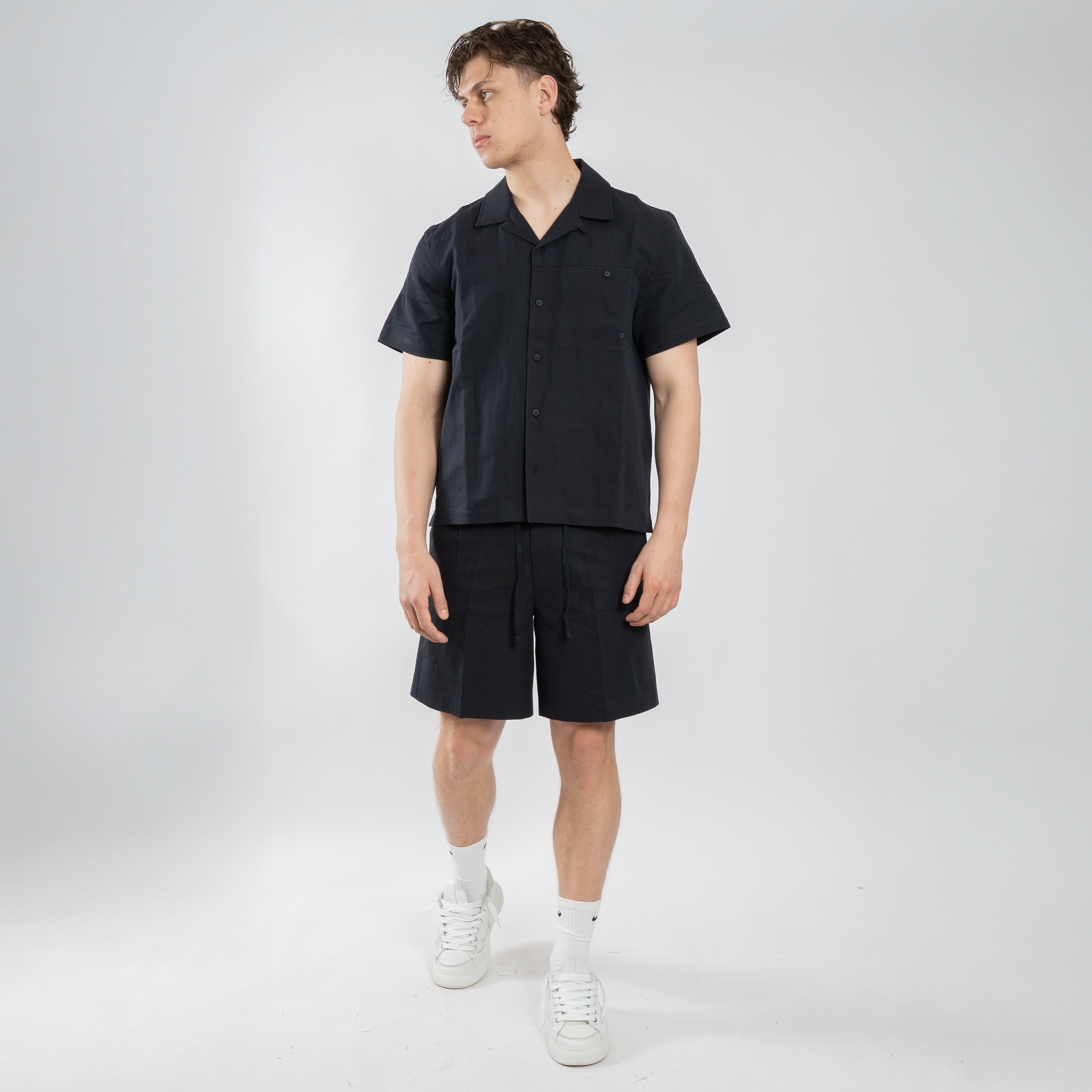 Olaf Korte Broek Donkerblauw | Cotton Linen Shorts