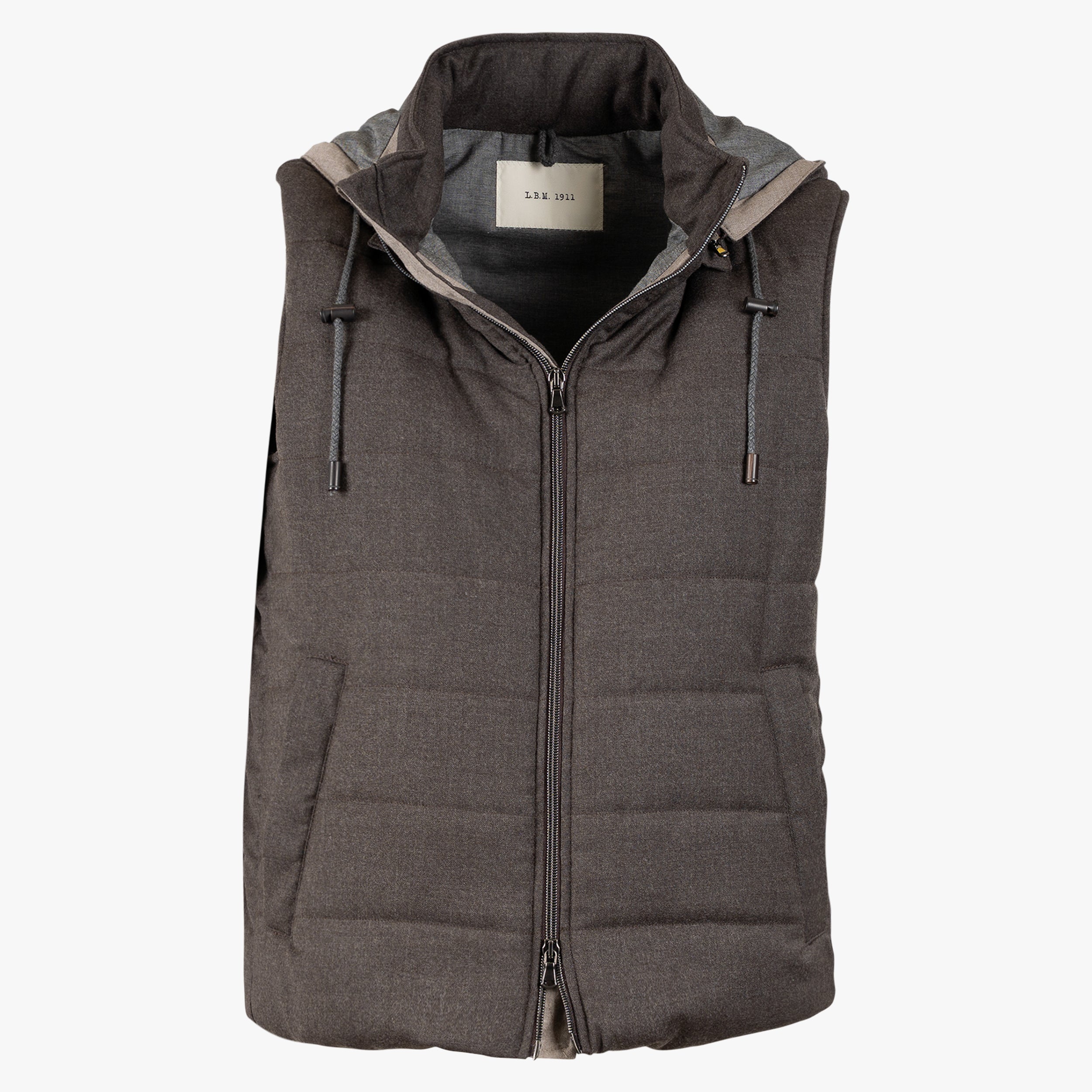 L.B.M. 1911 Bodywarmer Bruin | Padded Hooded Gillet